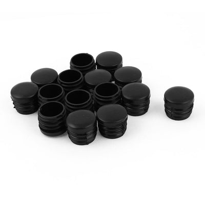 Harfington Uxcell 15 Pcs 25mm 1" Diameter Black Plastic Blanking End Caps Round Tubing Tube Insert