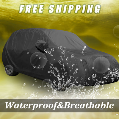 Harfington Uxcell Stormproof Waterproof Breathable Black CAR COVER Durable Outdoor Indoor