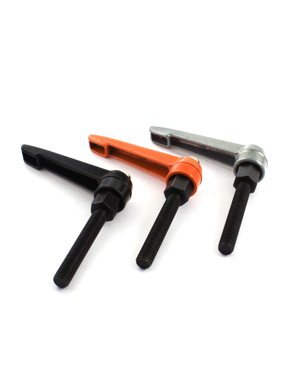 uxcell Uxcell 3 Pcs M8x50mm Male Thread 75mm Long Orange Black Siver Tone Metal Adjustable Knob Handle Lever for Machinery