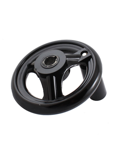 Harfington Uxcell 12mm Mounting Hole 100mm Diameter Black Plastic Three Spoke Hand Wheel Handwheel W Screw on Revolving Handle for Milling Machine