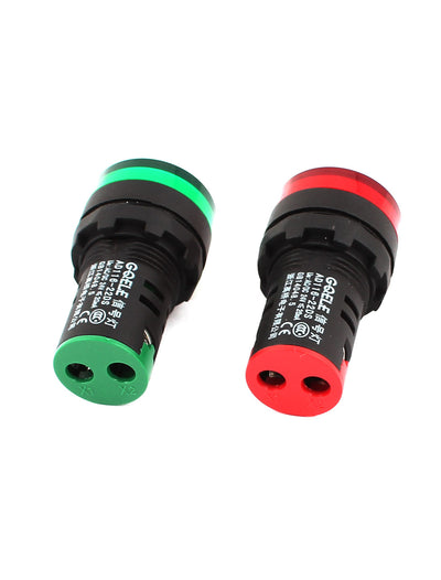 Harfington Uxcell Housing Plastic Energy Saving LED Indicator Signal Lamp AC/DC 24V 20mA Green Red 2pcs