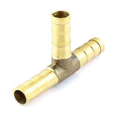 Harfington Uxcell 8mm Dia T Piece Air Water Fuel Brass Hose Joiner Tee Pipe Tube Fitting Connector