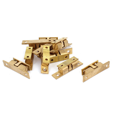 Harfington Uxcell Furniture Cabinet Door Brass Dual Ball Roller Catch Latch Brass Tone 50mm 2" 10 Pcs