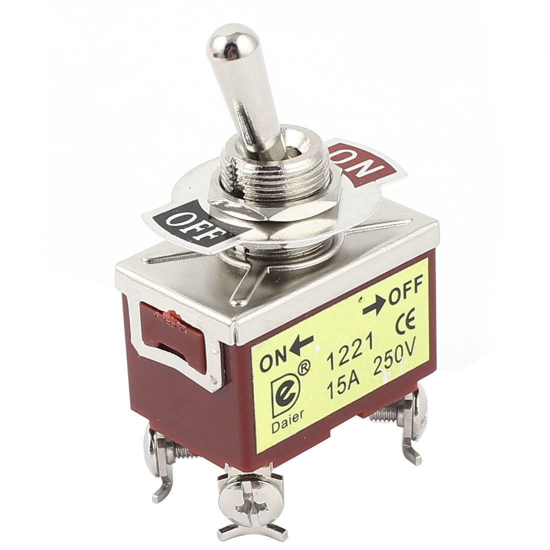 uxcell Uxcell AC 250V 15A DPST ON/OFF 2 Positions 4 Screw Terminals 12mm Thread Panel Mount Latching Toggle Switch