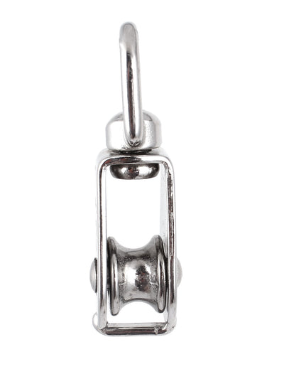 Harfington Uxcell 15mm Diameter Stainless Steel Single Sheave Swivel Eye Rope Pulley