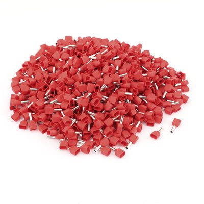 Harfington Uxcell 1000pcs TE1508 Dual Wire Insulated Ferrule Terminal for 2x16 AWG Line