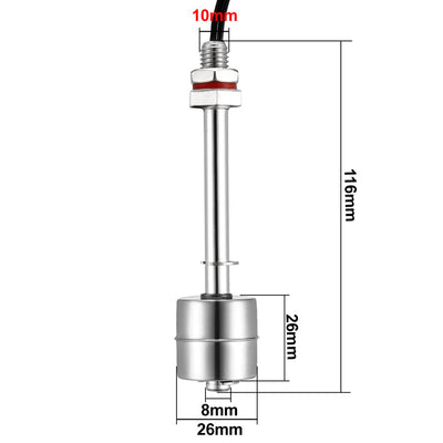 Harfington Uxcell 115mm Mini Vertical Stainless Steel Pool Tank Water Level Liquid Sensor Internal Connectors Float Switch