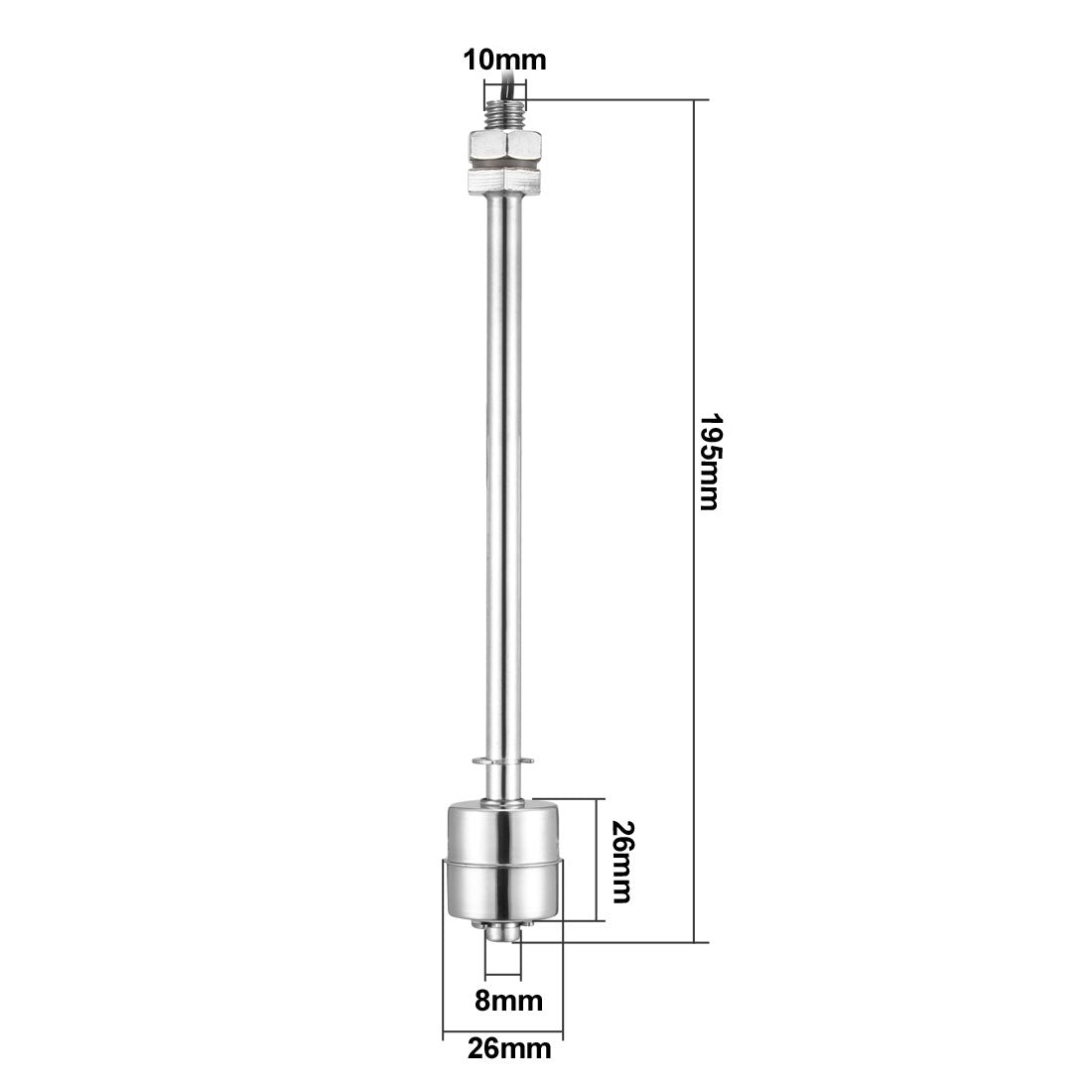 uxcell Uxcell 195mm Stainless Steel Tank Pool Water Level Liquid Sensor Vertical Float Switch