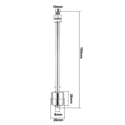 Harfington Uxcell 195mm Stainless Steel Tank Pool Water Level Liquid Sensor Vertical Float Switch