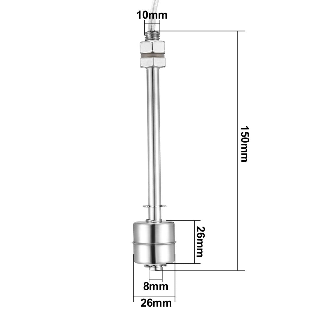 uxcell Uxcell Schwimmerschalter für Wasserpumpe Tank Schwimmbad Gartenteich Flüssigkeitsstand Sensor M11 150mm Länge Edelstahl