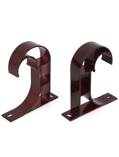 Harfington Uxcell 2pcs 1" Dia Drapery Curtain Rod Hook Shape Metal Ceiling Bracket Burgundy