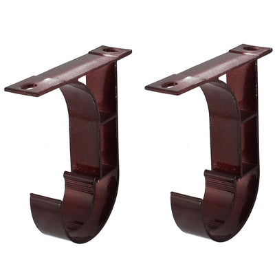 Harfington Uxcell 2pcs 1" Dia Drapery Curtain Rod Hook Shape Metal Ceiling Bracket Burgundy