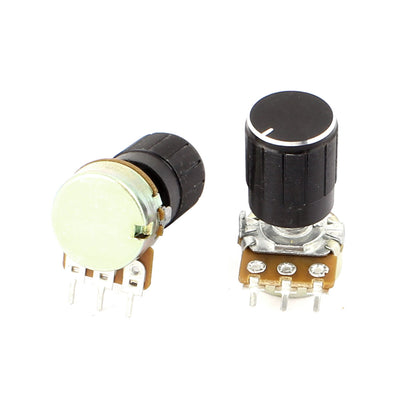 Harfington Uxcell 2 Pcs B10K 10K Ohm 13mm Metal Rotating Shaft 3 Terminals Rotary Audio Single Linear Taper Potentiometer