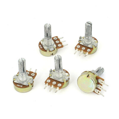 Harfington Uxcell 5Pcs 10K OHM Linear Taper Rotary Potentiometer Zinc Plating with Long 13mm Shaft