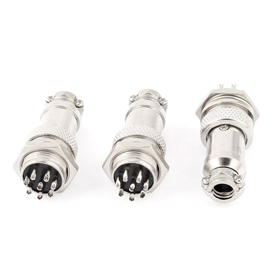 Harfington Uxcell GX16-8 8-Pin 16mm Male to Female Panel Metal Connector Aviation 3Pcs