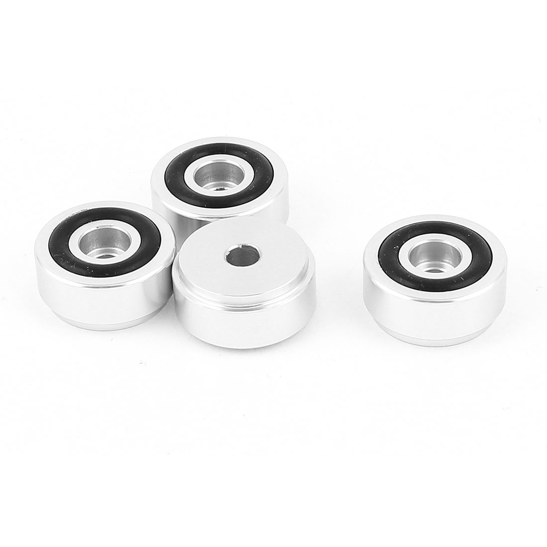 uxcell Uxcell 4 Pcs 20x10mm Silver Tone Aluminum Cabinet CD PC Speaker Amplifier Feet Pads