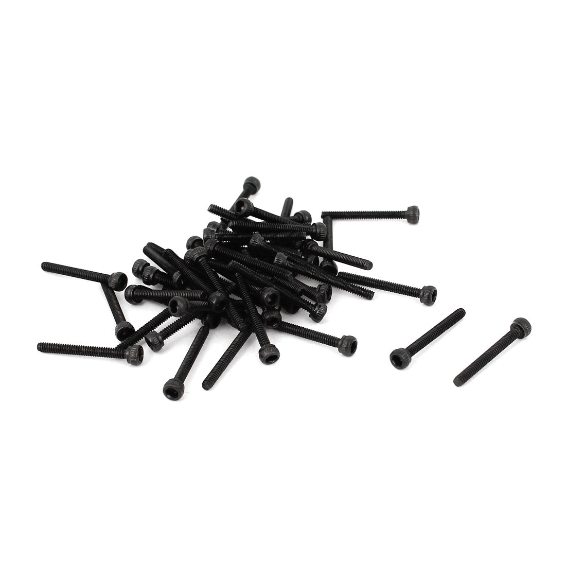 uxcell Uxcell M1.6 x 14 Alloy Steel Hex Bolt Socket Head Cap Machine Screws Black 50 Pcs