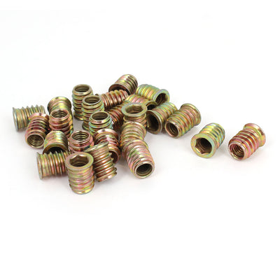 Harfington Uxcell 25 Pcs M8X17mm E-Nut Wood Insert Interface Screws Hexagonal Socket Nut Fittings