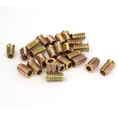 Harfington Uxcell 25 Pcs M6 E-Nut Wood Insert Interface Screws Furniture Hexagonal Socket Nuts