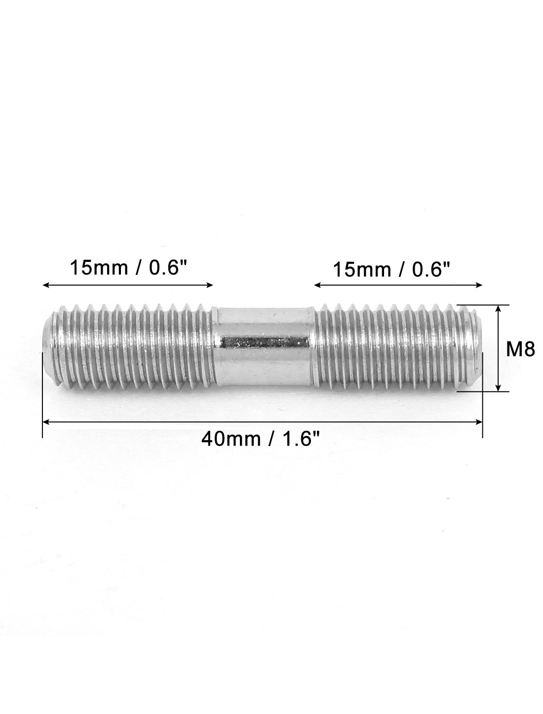 uxcell Uxcell M8 x 40mm Metric A2 Stainless Steel Double End Threaded Stud Screw Bolt 5 Pcs