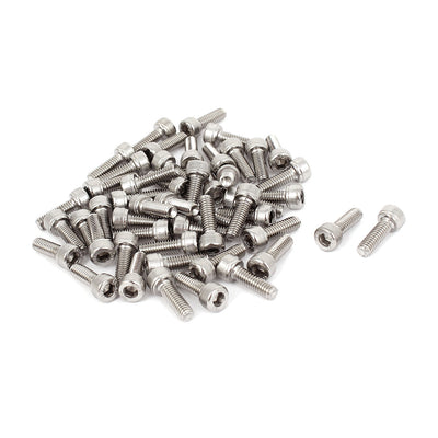 Harfington Uxcell 50 Pcs 3mm Stainless Steel Hex Key Socket Head Knurled Cap Screws Bolts M4x12mm