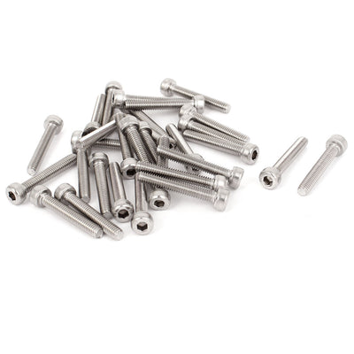 Harfington Uxcell 30 Pcs M4x25mm Hexagon Socket Head Cap Screws Key Bolts 0.7mm Pitch