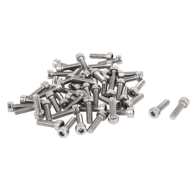 Harfington Uxcell M4x14mm 0.7mm Pitch Stainless Steel Bolts Socket Cap Head Hex Key Screws 50pcs