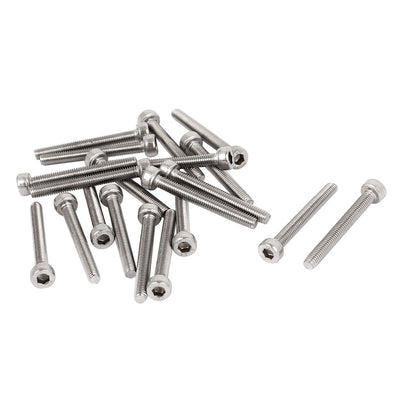 Harfington Uxcell M3x25mm 0.5mm Pitch Stainless Steel Bolts Socket Cap Head Hex Key Screws 20pcs