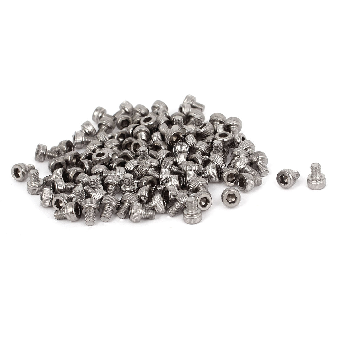 uxcell Uxcell M3x4mm 0.5mm Pitch Stainless Steel Bolts Hex Socket Cap Knurl Head Screws 100pcs