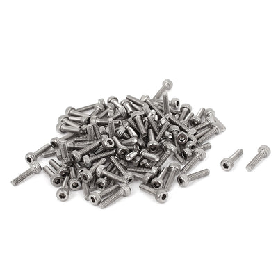 Harfington Uxcell 100pcs M2x8mm Stainless Steel Hex Socket Head Cap Machine Screws 0.4mm Pitch