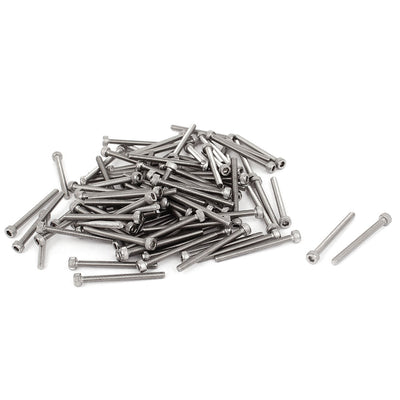 Harfington Uxcell 100pcs M2.5x28mm Stainless Steel Hex Key Socket Head Cap Screws Bolts 30mm Long