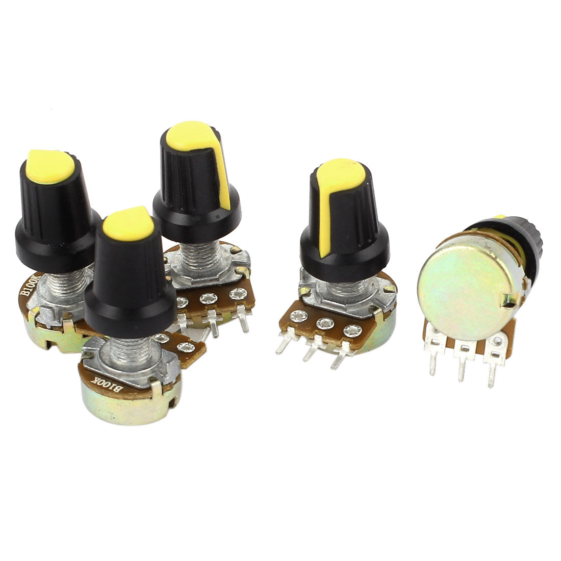 uxcell Uxcell 5pcs 100K OHM 3 Terminals Linear Taper Rotary Audio B Type Potentiometer Pot