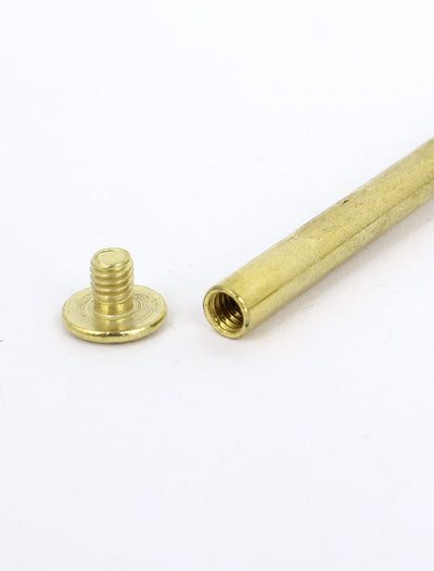 Harfington Uxcell Brass Plated 5x80mm Binding Chicago Screw Post 12pcs for Leather Scrapbook