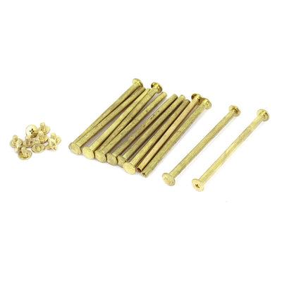 Harfington Uxcell Brass Plated 5x80mm Binding Chicago Screw Post 12pcs for Leather Scrapbook