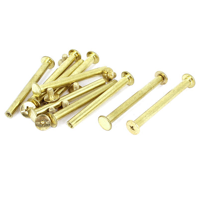 Harfington Uxcell Brass Plated 5x50mm Binding Chicago Screw Post 10pcs for Leather Scrapbook