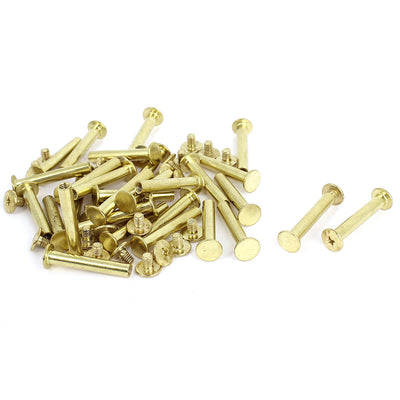 Harfington Uxcell Brass Plated 5x30mm Binding Chicago Screw Post 30pcs for Leather Scrapbook