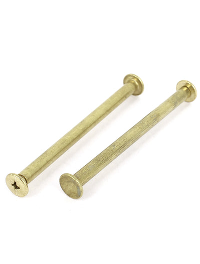 Harfington Uxcell Brass Plated 5x70mm Binding Chicago Screw Post 8pcs for Leather Scrapbook