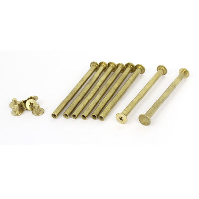 Harfington Uxcell Brass Plated 5x70mm Binding Chicago Screw Post 8pcs for Leather Scrapbook