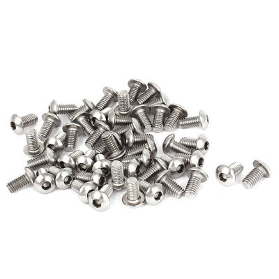 Harfington Uxcell 50pcs M4x0.7mmx8mm Stainless Steel Hex Socket Button Head Screws Bolts 10mm Long