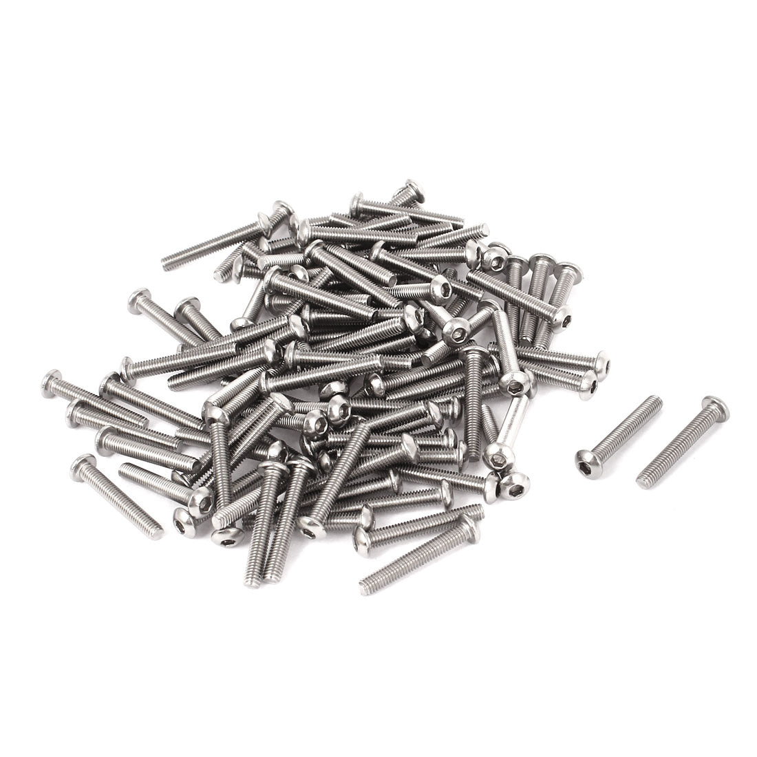 uxcell Uxcell 100 Pcs M3x20mm Stainless Steel Button Head Hex Socket Bolts Screws 0.5mm Pitch