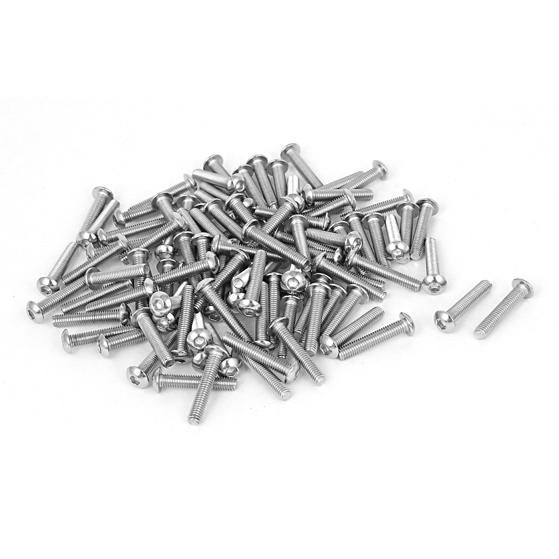 uxcell Uxcell 100 Pcs M3x16mm Stainless Steel Hex Socket Button Head Bolts Screws 0.5mm Pitch