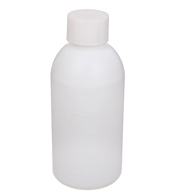 Harfington Uxcell Graduated 250ml Plastic Bottle HDPE White Watertight Screw-Top Lid w Inner Cap