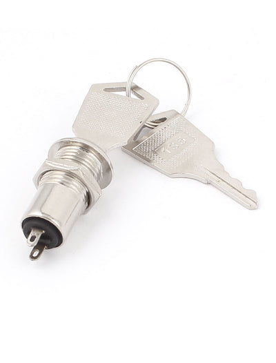 Harfington Uxcell 12mm Electric Mini 2 Pin 2 Positions ON OFF Metal Keylock Switch w Keys