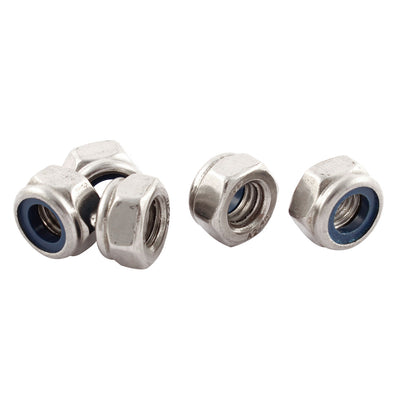 Harfington Uxcell 5pcs M10x1.5mm Metric 304 Stainless Steel Anti-loose Nylon Insert Lock Hex Nuts