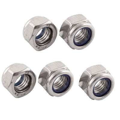 Harfington Uxcell 5pcs M12x1.75mm Metric 304 Stainless Steel Anti-loose Nylon Insert Lock Hex Nuts