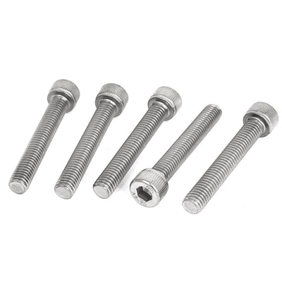 Harfington Uxcell M8 x 50mm Threaded DIN912 Stainless Steel Hex Socket Head Cap Screws 5 Pcs