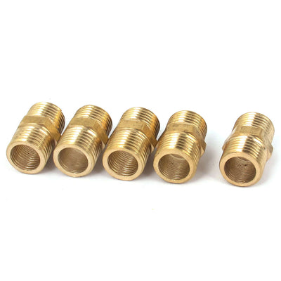 Harfington Uxcell G1/4 to G1/4 Pipe Fitting Male Brass Hex 5pcs