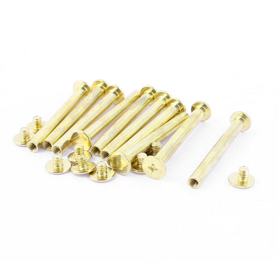 Harfington Uxcell 10pcs 5mmx45mm Brass Plated Binding Chicago Screw Post for Album Scrapbook