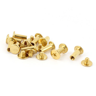 Harfington Uxcell 10pcs 5mmx12mm Brass Plated Binding Chicago Screw Post for Album Scrapbook