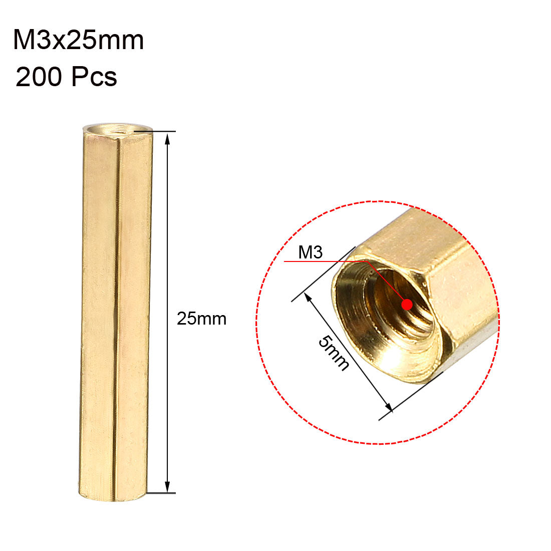 uxcell Uxcell 10Stk. M3x25 Buchse- Buchse Messing PCB Motherboard Abstandhalter Ständer